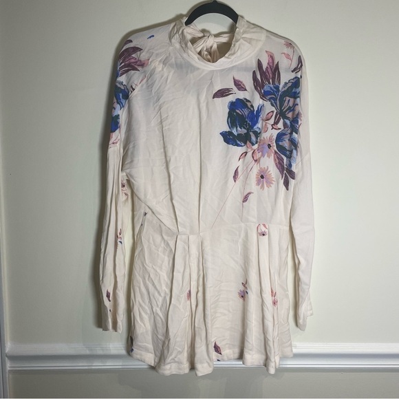 FREE PEOPLE Gemma Floral Tunic Minidress in Ivory - Picture 8 of 12